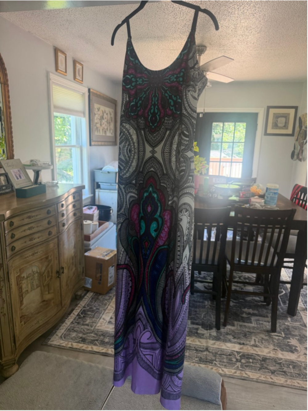 Women's Stiletto's White Multicolor Paisley Maxi Dress XL